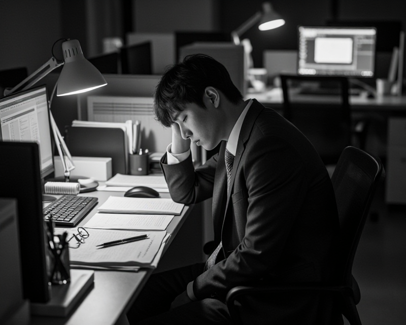 Weary Office Worker in Seoul